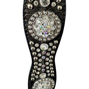 Crystal Studded Black Western Belt